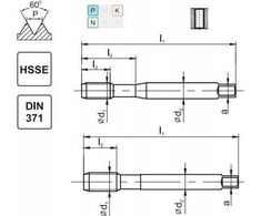 Fanar UNF sriegis No10-32 DIN-371B (2B) HSSE 800