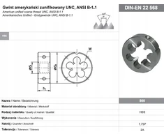 Fanar NARZYNKA UNC 3/4-10 DIN-22568 (2A) HSS 800