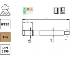 Fanar SRIEGINIS ČIAUPAS G 1/8'' DIN-5156C HSSE TN 800X