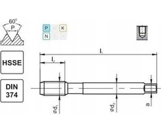 Fanar SIŪLAS M 8x1 DIN-374C R40 (6H) HSSE 800