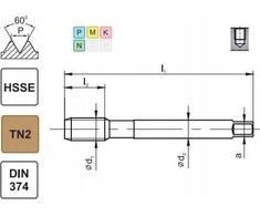 „Fanar“ SIŪLAS M16x1 DIN-374C R40 (6H) HSSE TIN 800X
