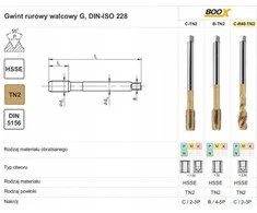 Fanar SRIEGIMO ANTGALIAI G 1/2" DIN-5156C R40 HSSE TIN 800X