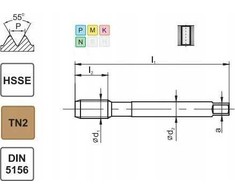 Fanar Sriegiklis G 1/8" DIN-5156B HSSE TIN 800X