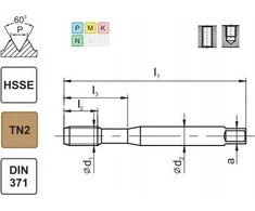 Fanar Sriegiklis M 6 DIN-371C (6H) HSSE TN 800X