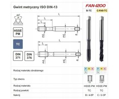 Fanar Sriegiklis M 8 DIN-376C R40 (6H) HSSE-PM TICN