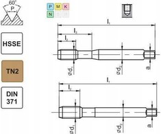 Fanar SIŪLAS UNF 10-32 DIN-371C R40 (2B) HSSE TN 800X