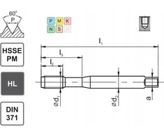 Fanar sriegis M 8 DIN-371C R45 (6HX) HSSE-PM HL IK MASTERTAP