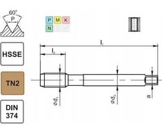 Fanar TAP M10x1 DIN-374B (6H) HSSE TIN 800X