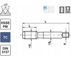 „Fanar THREAD G 1/8 "DIN5157 / 2-P HSSE-PM HRC40 TICN