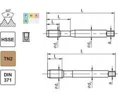 „Fanar THREAD UNC“ 3/8-16 DIN-371C R40 (2B) HSSE TN 800X