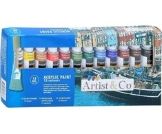 Artistampco Artist&amp;Co Akriliniai dažai tūbelėse po 12 ml 12 vnt.