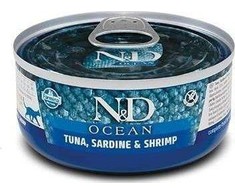 Drėgnas Kačių Maistas - Farmina N&amp;D Ocean Tunų, Sardinių Ir Krevečių 70g