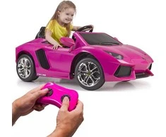FEBER Lamborghini Aventador Rožinė elektrinis automobilis vaikams 6V