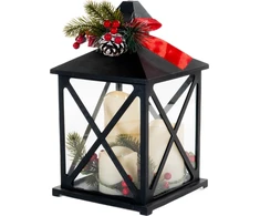 Fééric Lights and Christmas Žibintas su trimis žvakėmis ir šakelėmis, LED