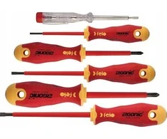 Felo įrankių rinkinys 5 FELO Ergonic VDE atsuktuvų rinkinys + įtampos testeris 220-250V + magnetizatorius