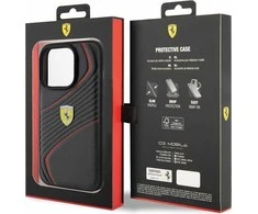 Ferrari FEHCP15LPTWK Apple iPhone 15 Pro 6.1″ juodos spalvos kietas dėklas Twist Metal Logo