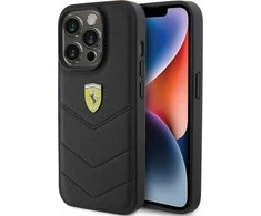 Ferrari FEHCP15LRDUK Apple iPhone 15 Pro 6.1″ juodos spalvos kietas dėklas Quilted Metal Logo