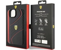 Ferrari FEHCP15MPTWK Apple iPhone 15 Plus /14 Plus 6.7″ juodos spalvos kietas dėklas Twist Metal Logo