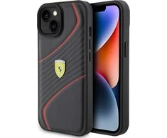 Apple iPhone 15 Ferrari dėklas Twist Metal Logo (FEHCP15SPTWK) juodos spalvos