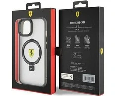 Ferrari FEHMP15SUSCAH Apple iPhone 15 / 14 /13 6.1″ skaidrus kietas dėklas Ring Stand 2023 Collection MagSaf