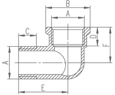 Ferro 5/4" žalvario moteriška alkūnė - K13Z