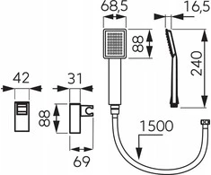 Ferro Dušo komplektas U170BL-B SINUS POINT SHOWER SET, Juodas // N.00.SINUS-FERRO-Juodas