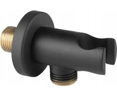 Ferro G1/2 kampinė jungtis dušo žarnai, su rankena, juoda