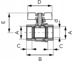 Ferro KFPM1 rutulinis vožtuvas. WATER BUTTERFLY 1/2'' NAKR-NAKR, F-POWER // ZKW-15-WW-M-FER-POWER