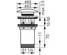 Ferro S285B-BL-B DRAIN / PLUG CLICK ROTONDO BE PERPLŪDIMO LARGE G5 / 4 Juodas BLISTER FERRO // S.CLICK-CLICK-F-S285B-BL-B