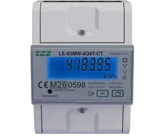 FF Trifazis 4 kvadrantų elektros energijos skaitiklis, pusiau netiesioginis matavimas, RS485 + Modbus RTU ryšys (LE-03MW-4Q4T-CT)