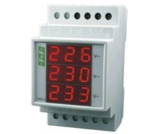 F&amp;F 3fazės skaitmeninis modulinis voltmetras 100- 300V, AC tikslumas 1% DMV-3