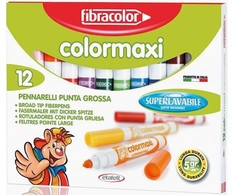 Colormaxi markeriai 12 spalvų Fibracolor
