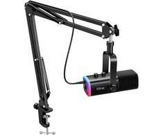 Fifine AM8T AMPLIGAME USB/XLR RGB mikrofon dynamiczny studyjny ze statywem juoda