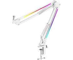 Fifine Stalovas tiesus biurko laikiklis mikrofonui BM38W baltas, RGB