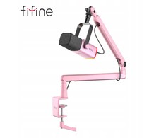 Fifine Microphone Fifine TAM8 XLR/USB studijinis dinaminis mikrofonas su laikikliu rožinis