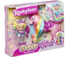 Magic Box KookyLoos Rainbow Iris lėlė + vienaragis su plaukais + priedai