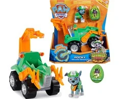 Spin Master „Paw Patrol 3in1 Rocky Dino Rescue“ figūrėlė + didelė automobilio mašina + dinozauro staigmena