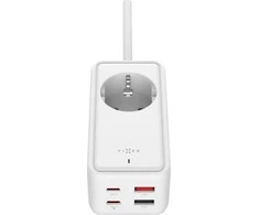 Fixed Fiksuoto įkrovimo maitinimo adapteris su 2x USB-C ir 2x USB, GaN III, 1,5 m, PD 65 W | FIXCS65-1.5-WH