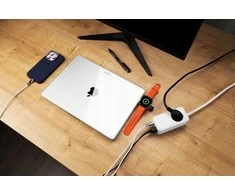 Fixed Fiksuoto įkrovimo maitinimo adapteris su 2x USB-C ir 2x USB, GaN III, 1,5 m, PD 65 W | FIXCS65-1.5-WH