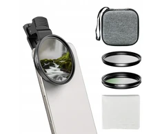 Apexel Filtrai. Filtrų rinkinys 3 in 1 CPL / UV / ND32 telefonams ir fotoaparatams / 67 mm klipsas ir adapteris 52 mm / APL-67FL3N (SB11892)