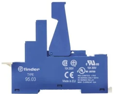Finder 40.31 serijos relės lizdo moduliai 99.02, 86.30 sraigtiniai terminalai, montuojami ant bėgių DIN 35mm (95.03SPA)