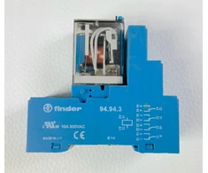 Finder Miniatiūrinė relė 4P 7A 24V DC, bandymo mygtukas, LED + diodas 55.34.9.024.0090