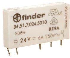 Finder Transmission 1P 6A 24V DC kontaktas AgNI + AU (34.51.7.024.5010)