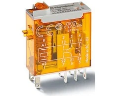 „Finder“ PCB montuojama galios relė, 12 V nuolatinės srovės ritė, 8 A perjungimo srovė, DPDT
