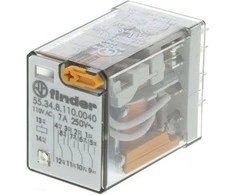 Finder Pramonės relės 4P 7A 110V AC mygtuko bandymas mechaninių charakteristikų indikatorius (55.34.8.110.0040)