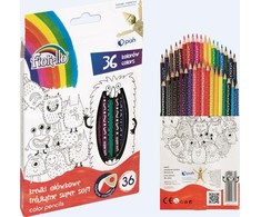 Fiorello Super Soft Crayons 36 spalvų peiliukai. trigubas FIORELLO