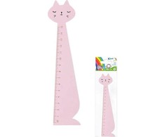 Fiorello Medinė liniuotė 15cm KATĖ rausva