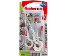 FISCHER DUOPOWER kaištis 8×40 su apvaliu kabliu /4vnt. BALTI