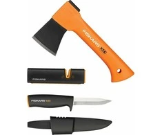Fiskars rinkinys 1057913, kirvis + peilis + galąstuvas