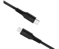 Fixed Fiksuotas | Skysto silikono kabelis USB-C/Lightning, 1,2m | FIXDLS-CL12-BK